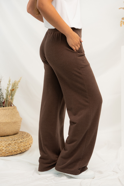 Samira Bamboo Wide Leg Pant - Coffee Bean