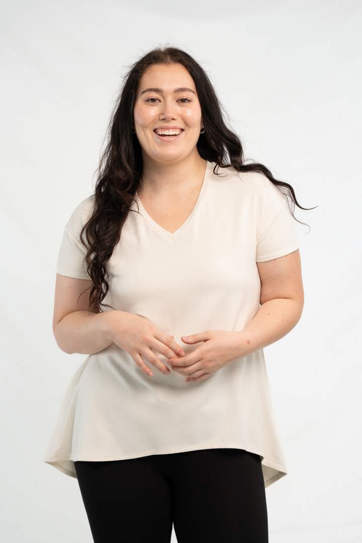 Lennon Asymmetric Bamboo Tunic - Oatmeal