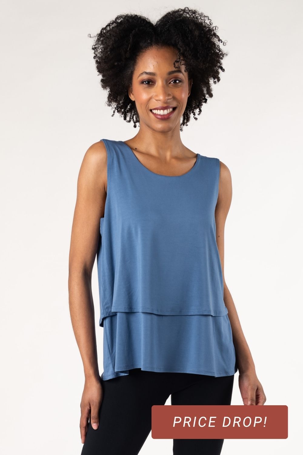 Marie Layered Bamboo Tank - Coast Blue