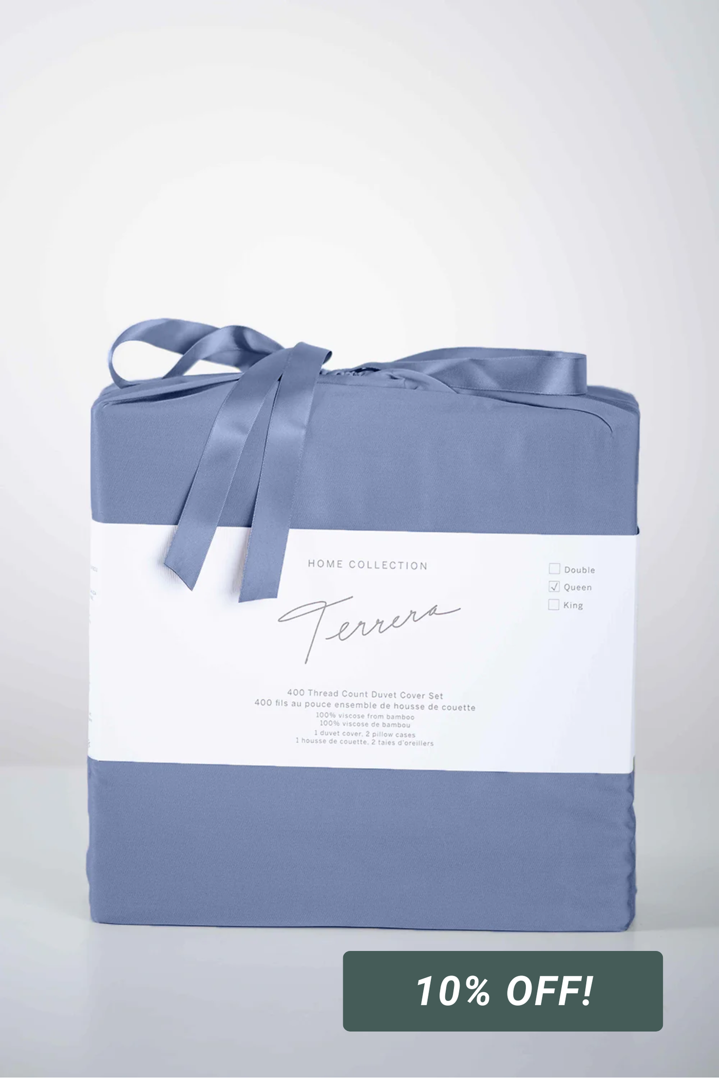 3-Piece Solid Bamboo Duvet Cover Set - Mineral Blue