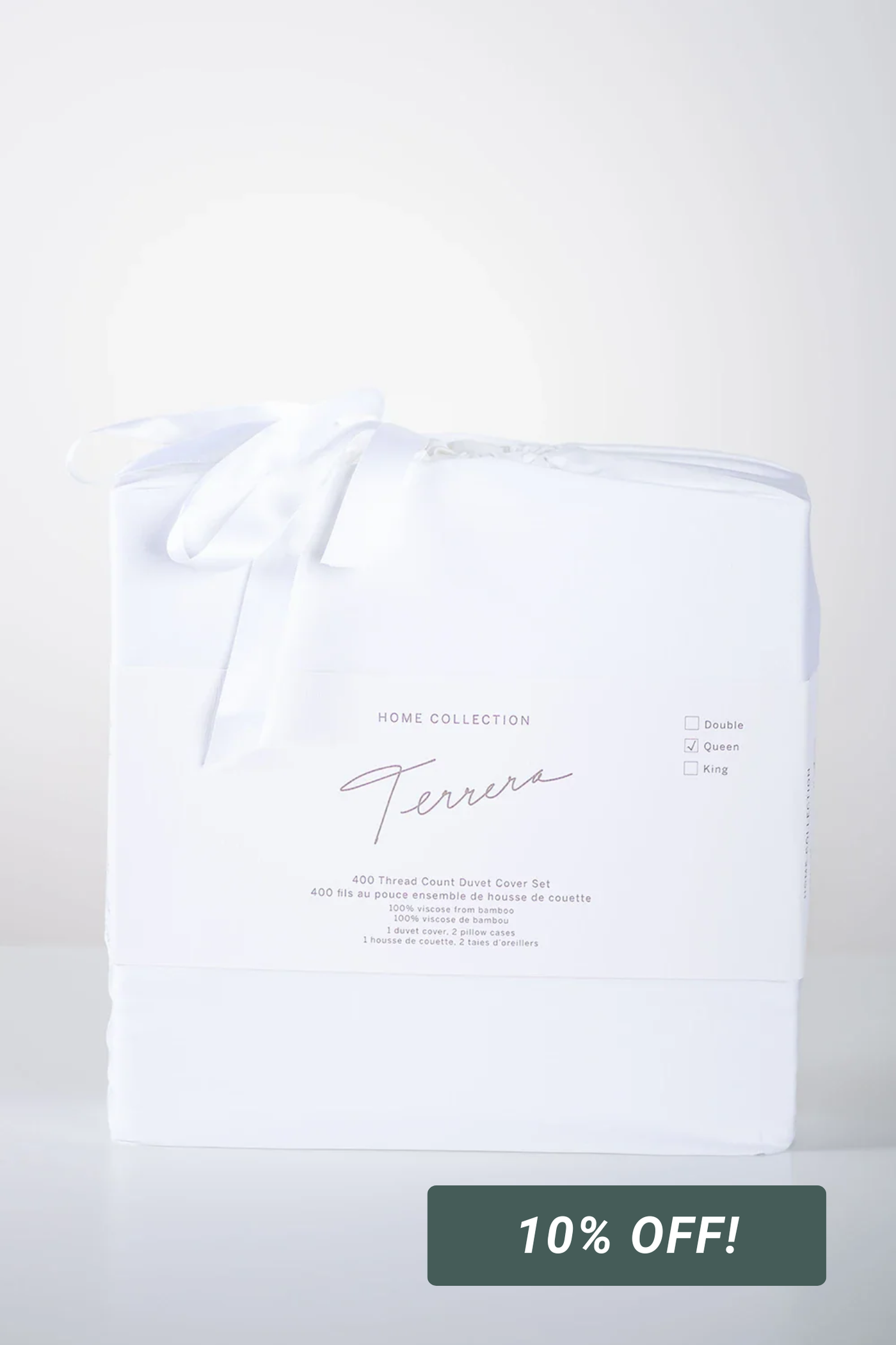 3-Piece Solid Bamboo Duvet Cover Set - White