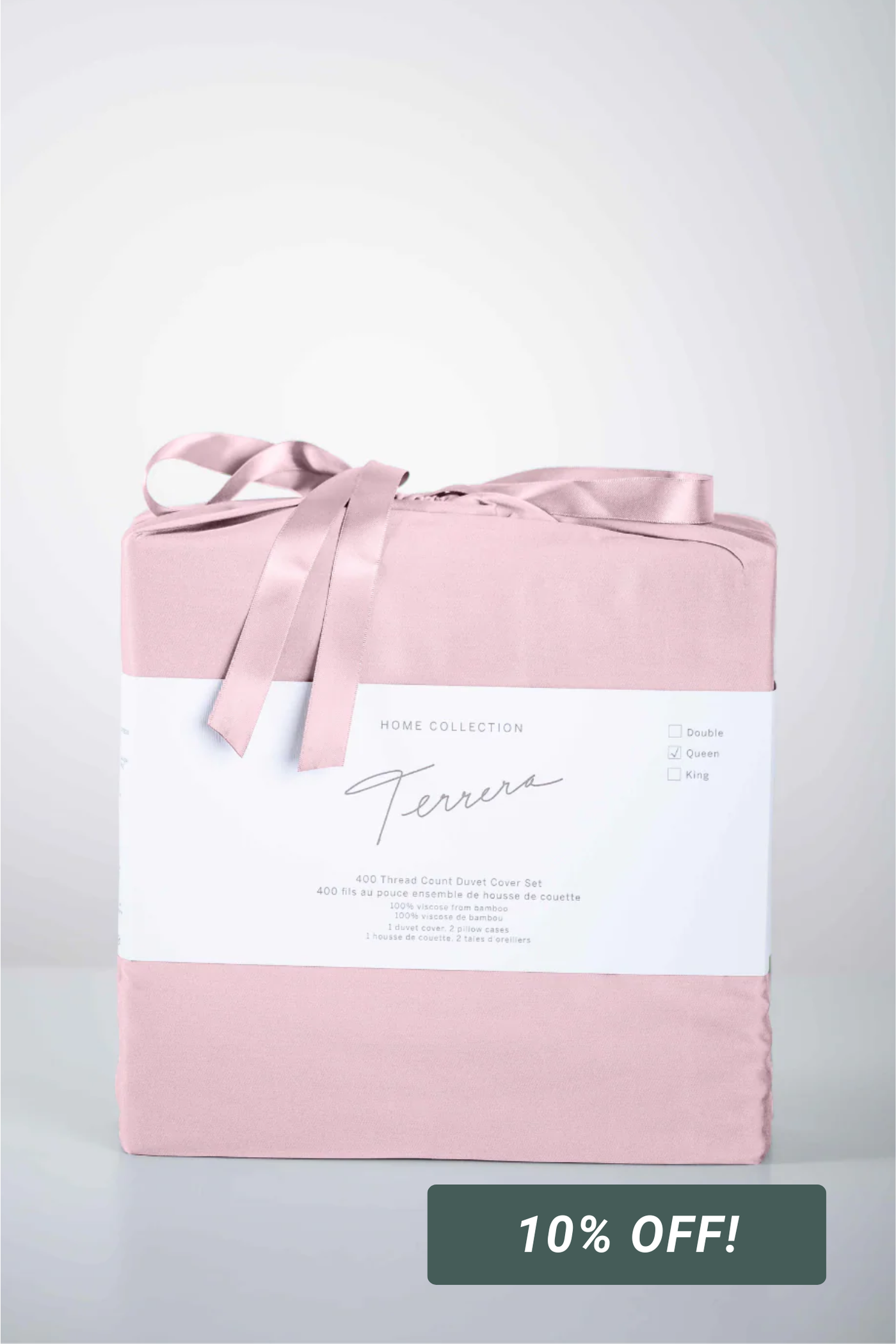 3-Piece Solid Bamboo Duvet Cover Set - Pale Rose