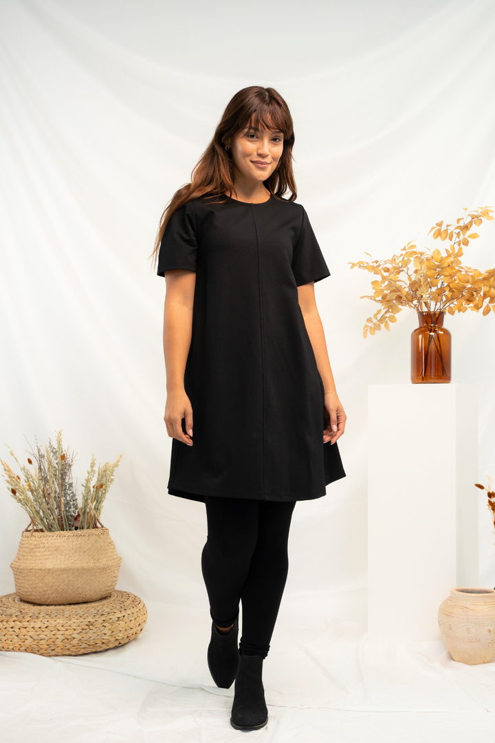 Heidi Short Sleeve Bamboo Dress - Black