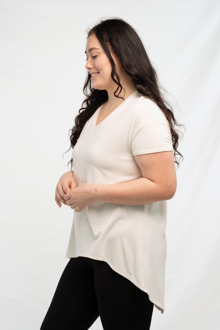 Lennon Asymmetric Bamboo Tunic - Oatmeal