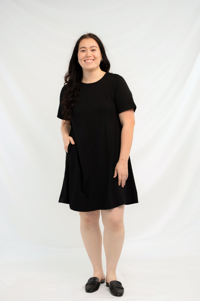 Heidi Short Sleeve Bamboo Dress - Black