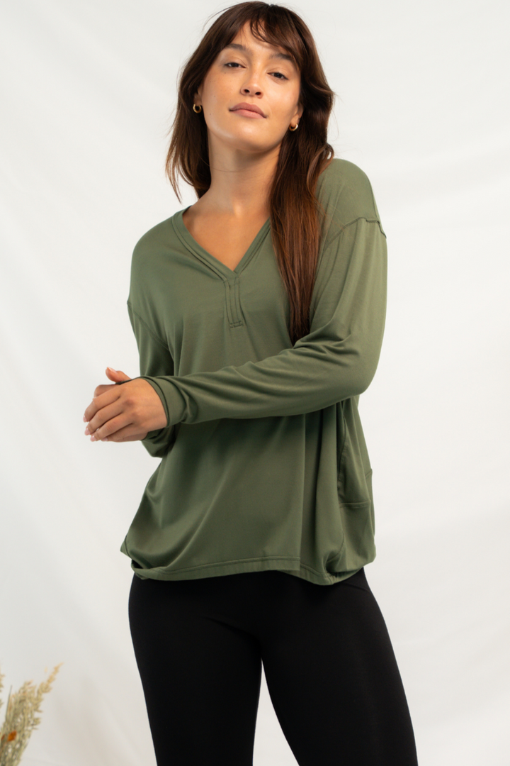 Mila Cocoon Bamboo Top - Sencha Green