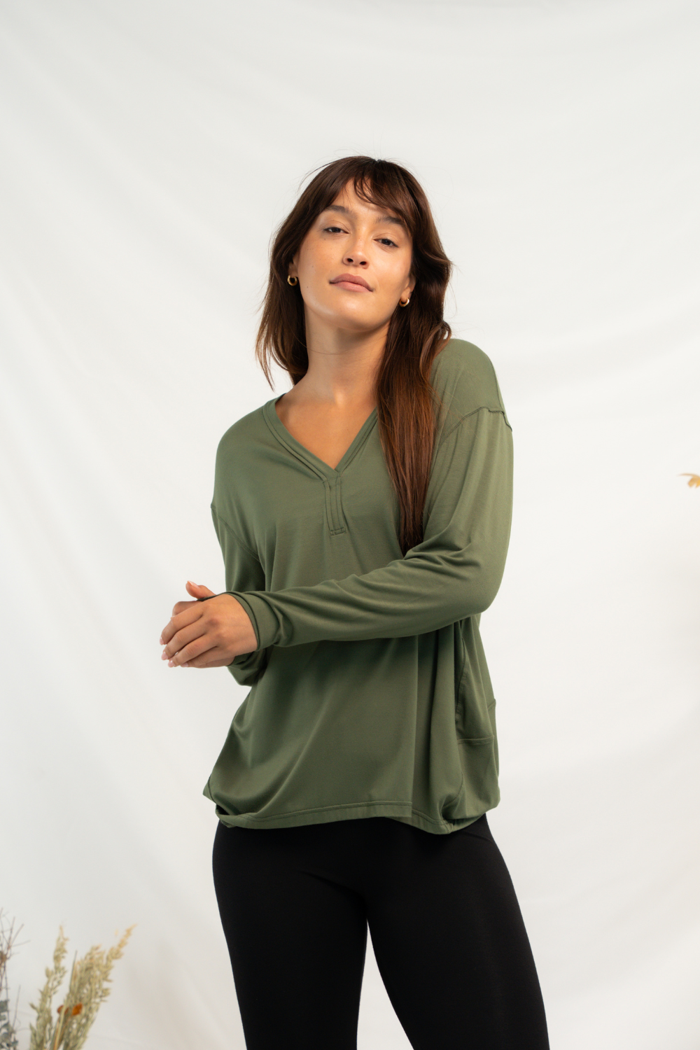 Mila Cocoon Bamboo Top - Sencha Green