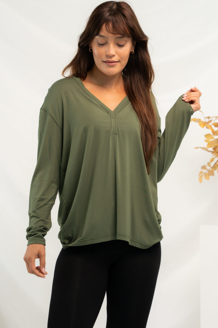 Mila Cocoon Bamboo Top - Sencha Green
