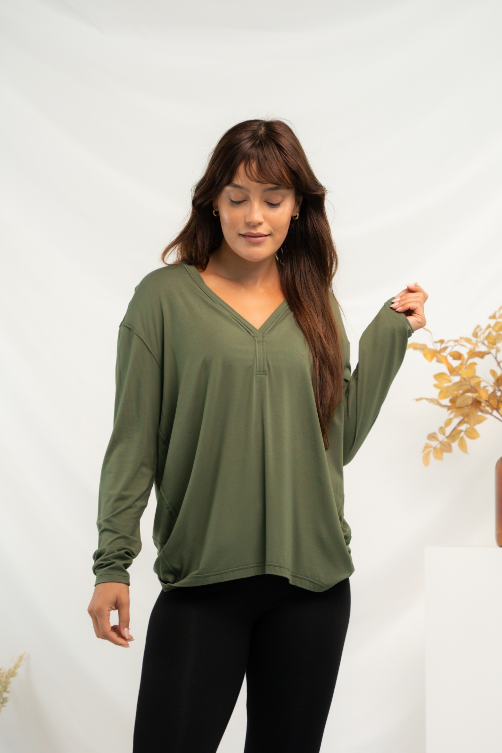 Mila Cocoon Bamboo Top - Sencha Green