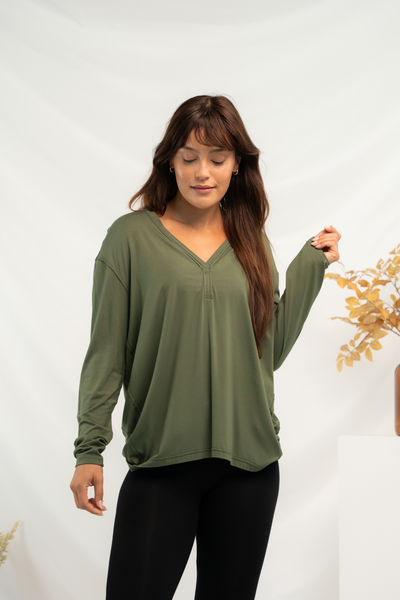 Mila Cocoon Bamboo Top - Sencha Green