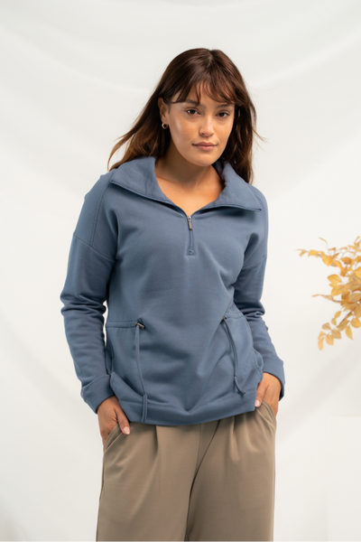 Arden Half-Zip Bamboo Sweatshirt - Slate Blue