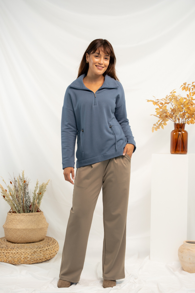 Arden Half-Zip Bamboo Sweatshirt - Slate Blue