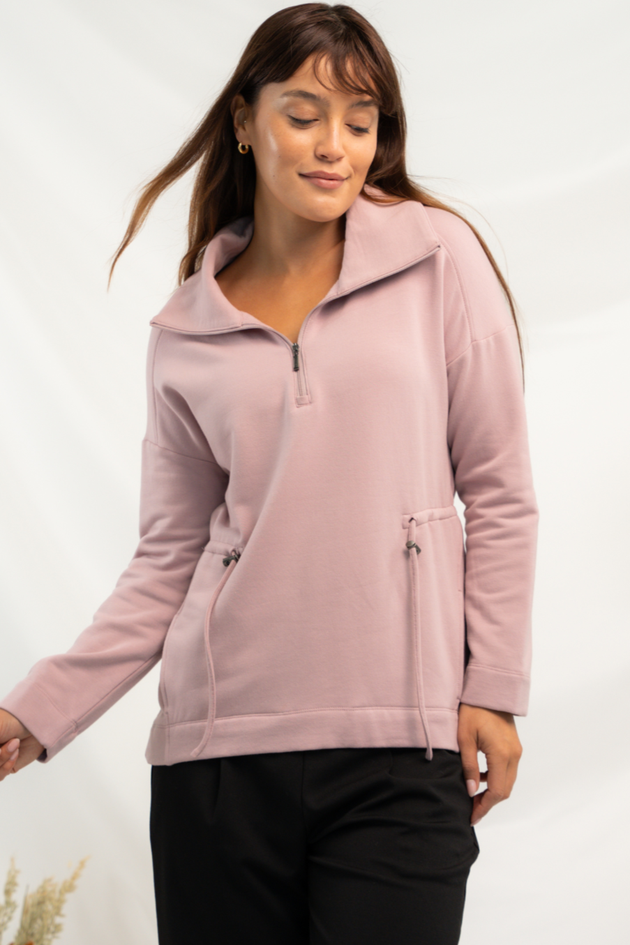 Arden Half-Zip Bamboo Sweatshirt - Soft Lavender - Terrera