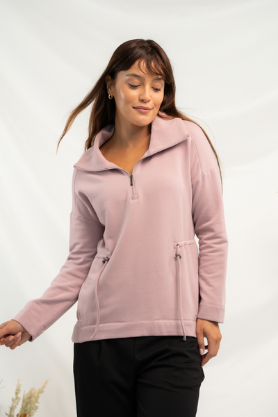 Arden Half-Zip Bamboo Sweatshirt - Soft Lavender