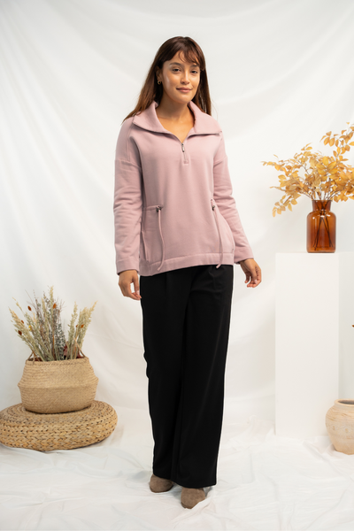 Arden Half-Zip Bamboo Sweatshirt - Soft Lavender