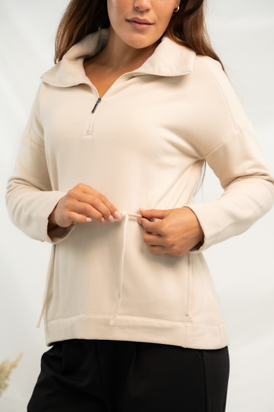 Arden Half-Zip Bamboo Sweatshirt - Oat