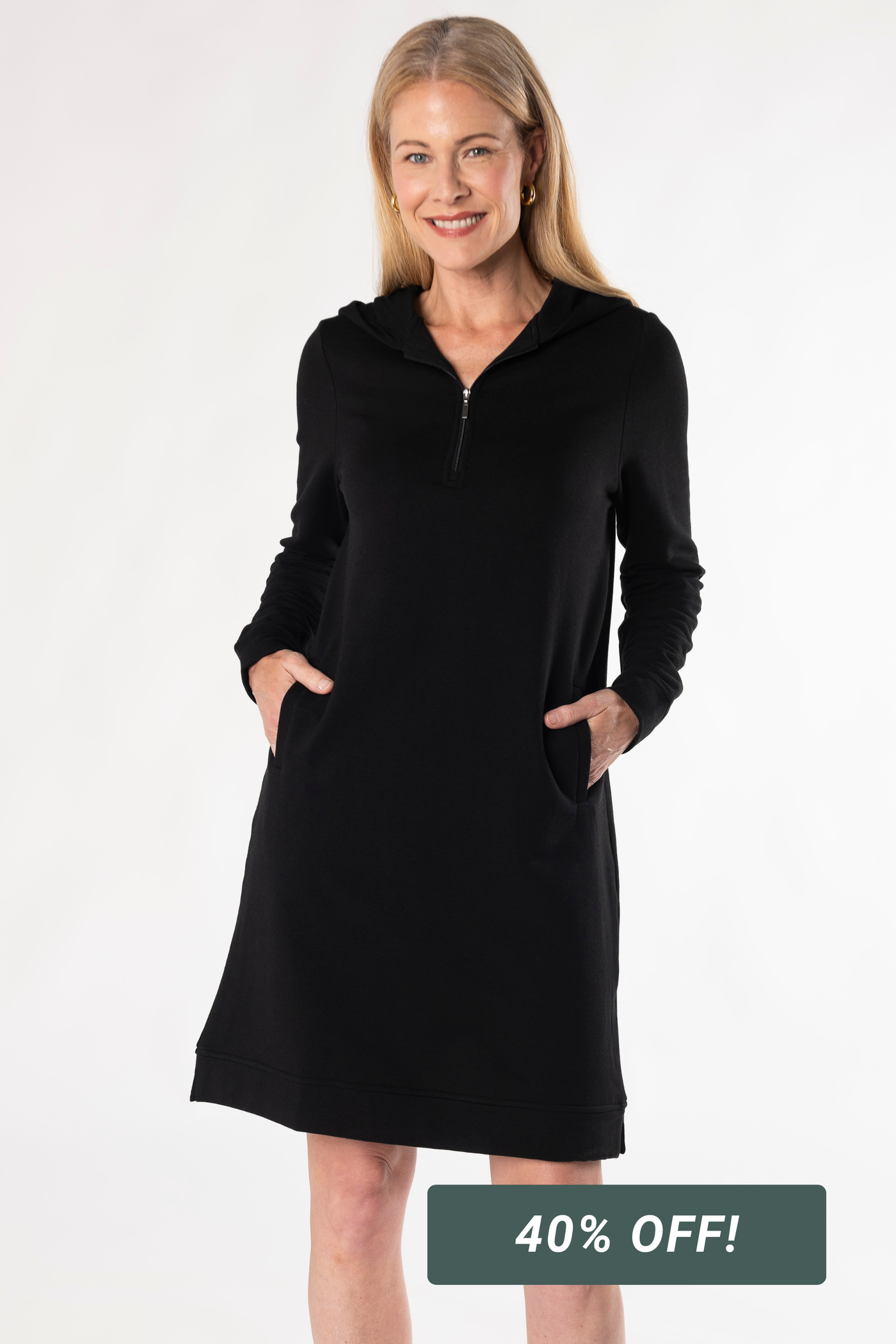 Mina Bamboo Hoodie Dress - Black