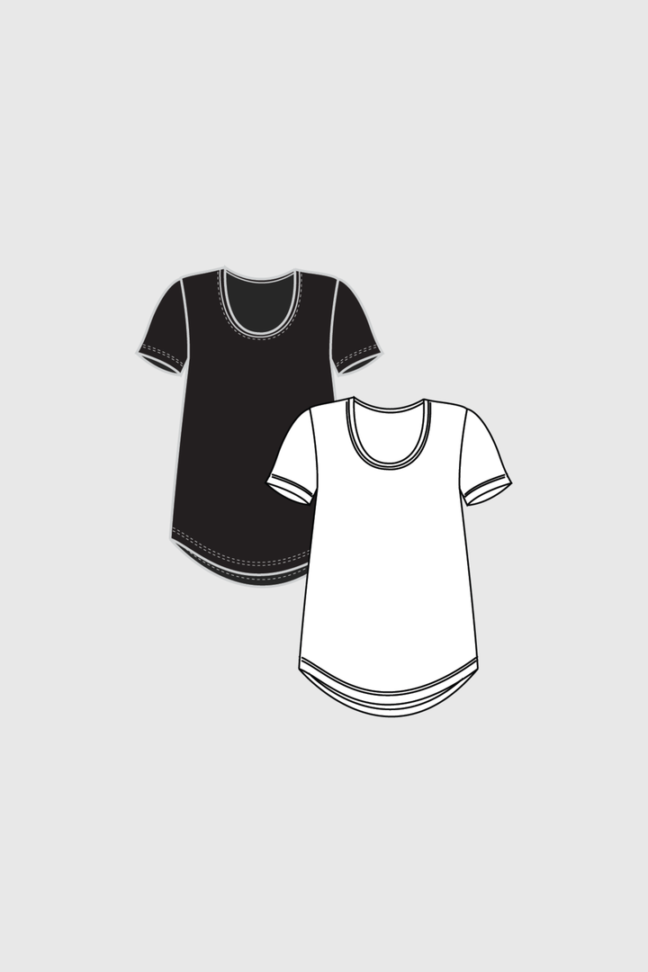 Brenda U-Neck Bamboo Tee Bundle (Black and White)
