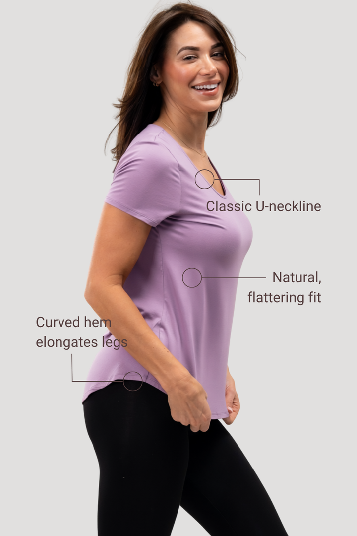 Brenda U-Neck Bamboo Tee - Lilac
