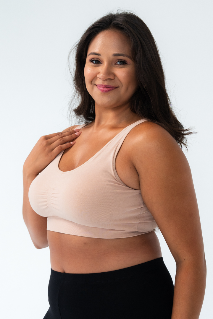Essential V-Neck Bamboo Bralette - Beige