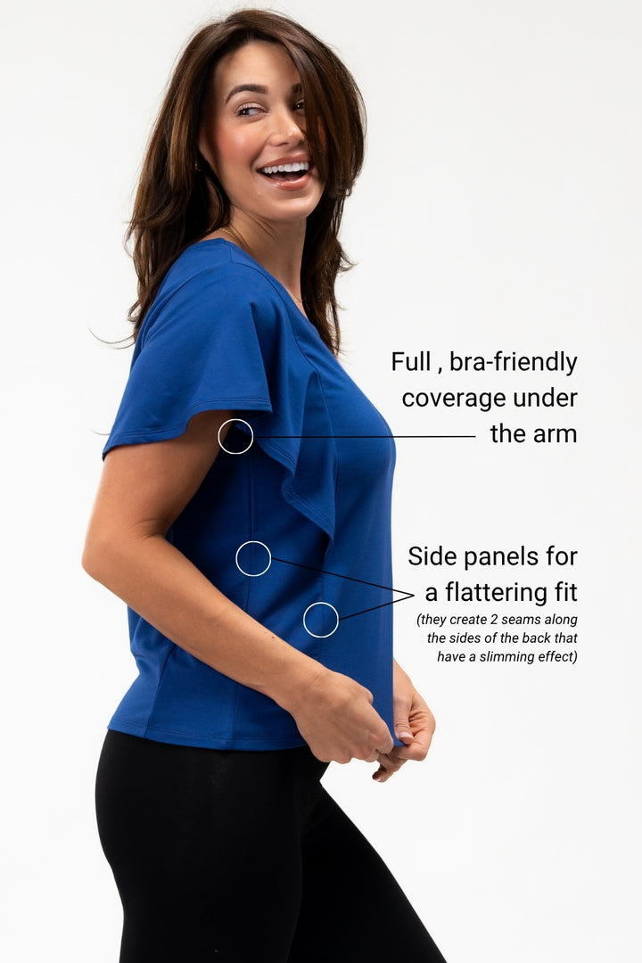 Daisy Bamboo Flutter Sleeve Top - Marina Blue