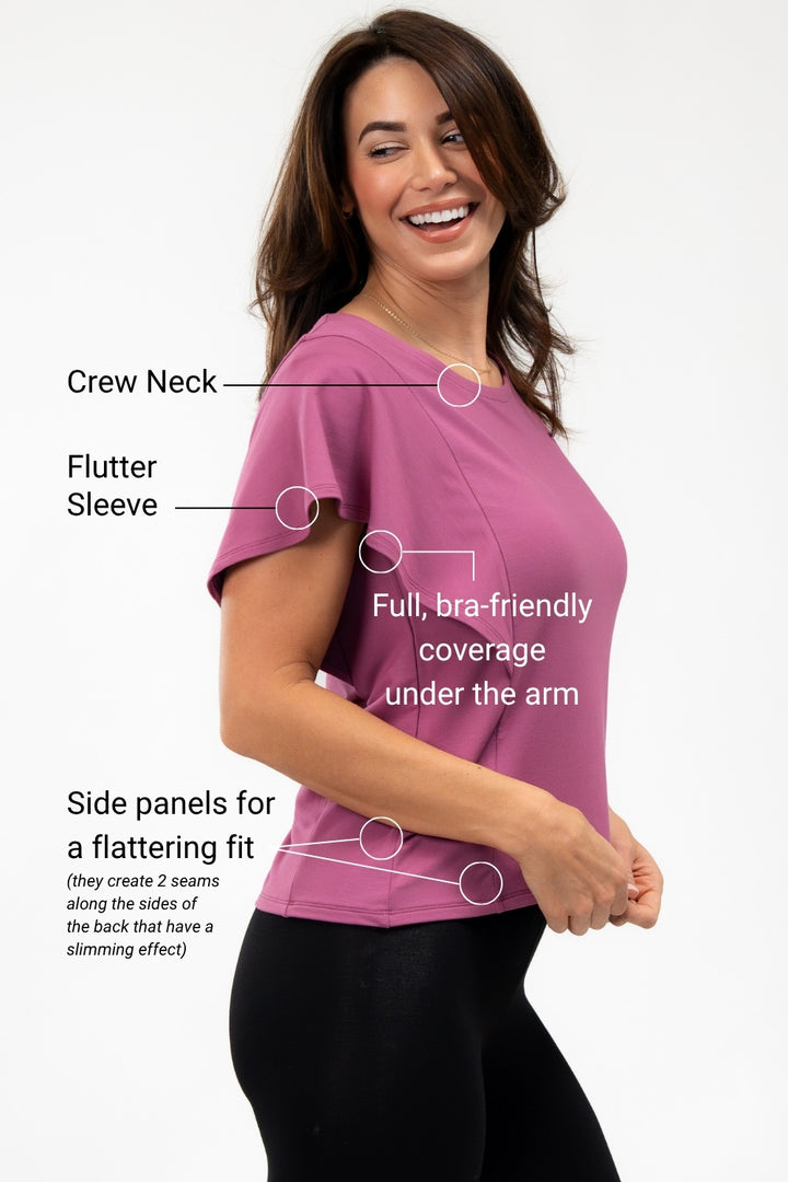 Daisy Bamboo Flutter Sleeve Top - Wild Rose