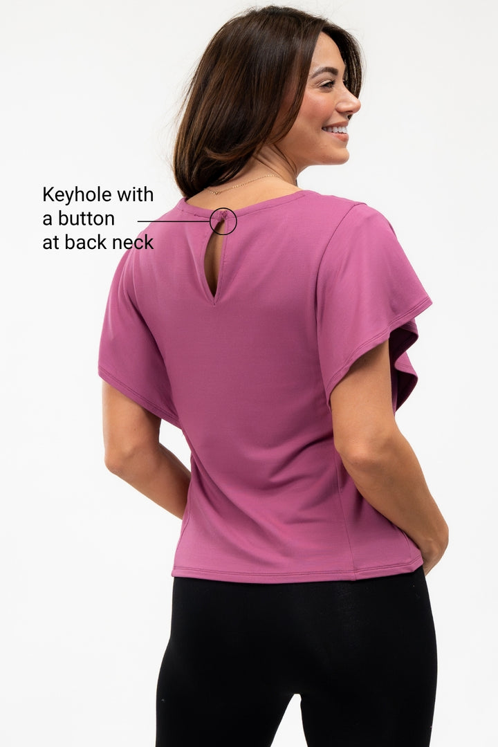 Daisy Bamboo Flutter Sleeve Top - Wild Rose