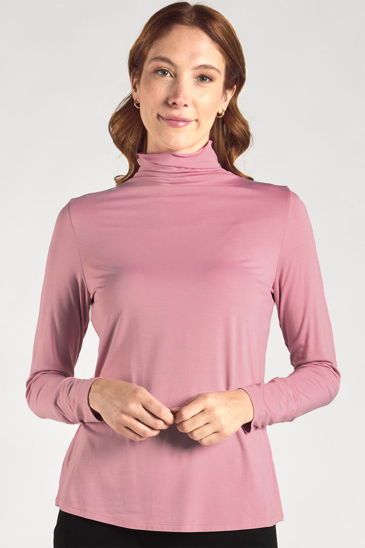 Dalya Funnel Neck Bamboo Long Sleeve Pink