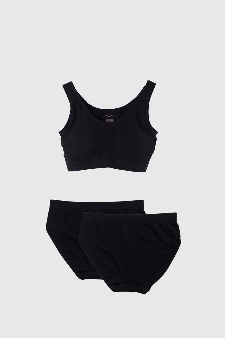 Essential Bralette and Full Brief Underwear - Black