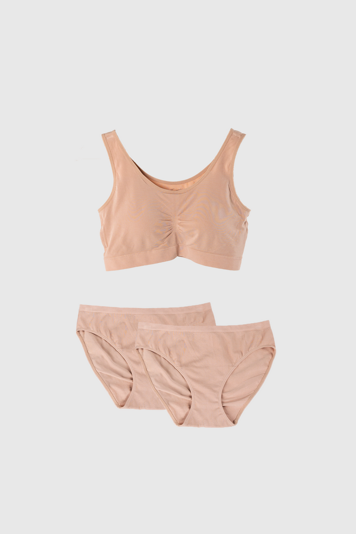 Essential Bralette and Classic Cut Underwear - Beige
