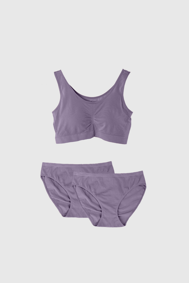 Essential Bralette and Classic Cut Underwear - Dusty Purple