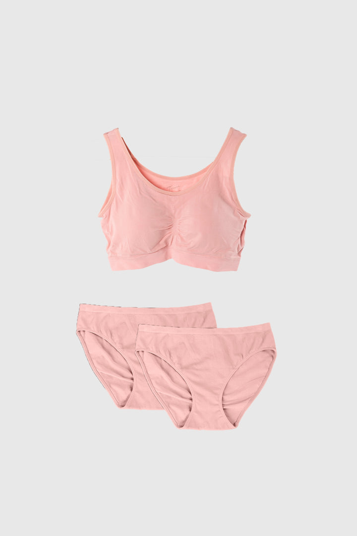 Essential Bralette and Classic Cut Underwear - Pink