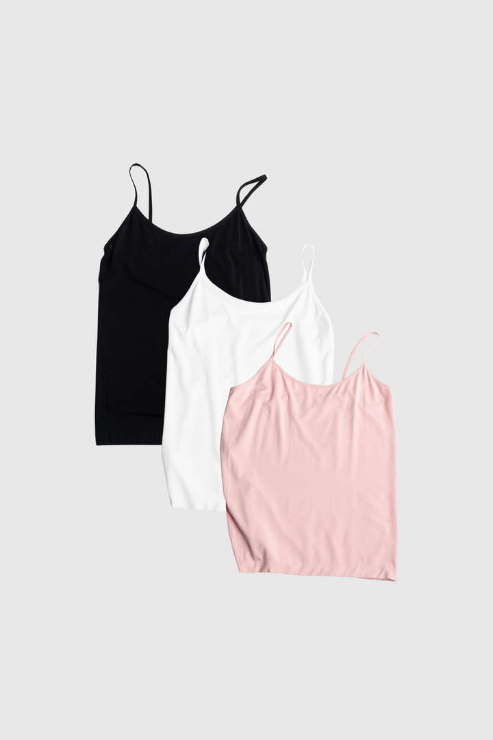 Essential Cami Bundle – Black, White, Pink