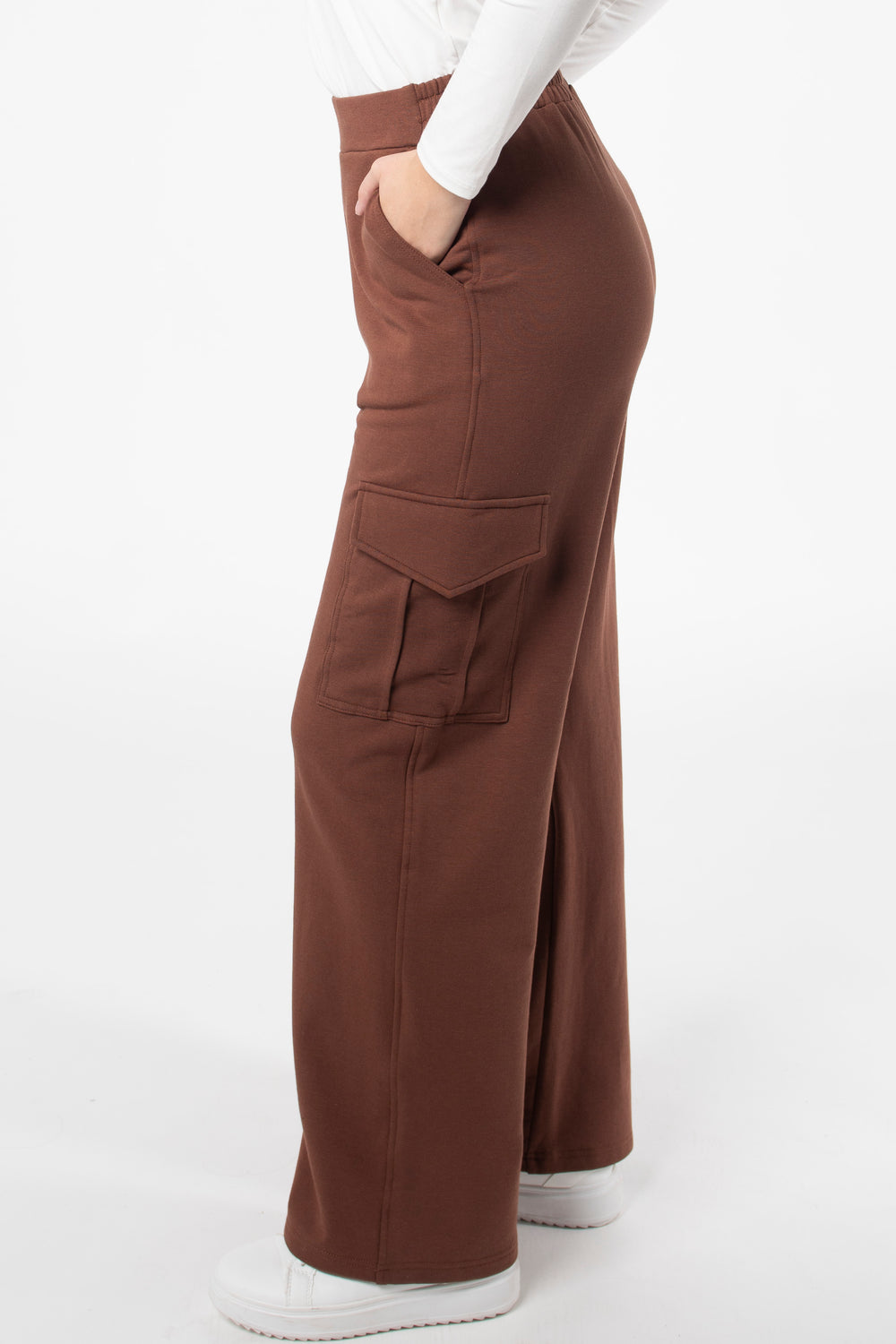 Trendy bamboo cargo sweatpants by Terrera made with soft bamboo fleece fabric, a great casual wear option.