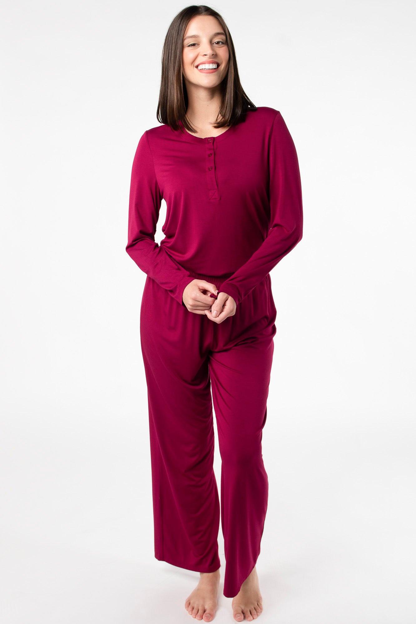 Skyla Bamboo Pajama Set - Beet Red