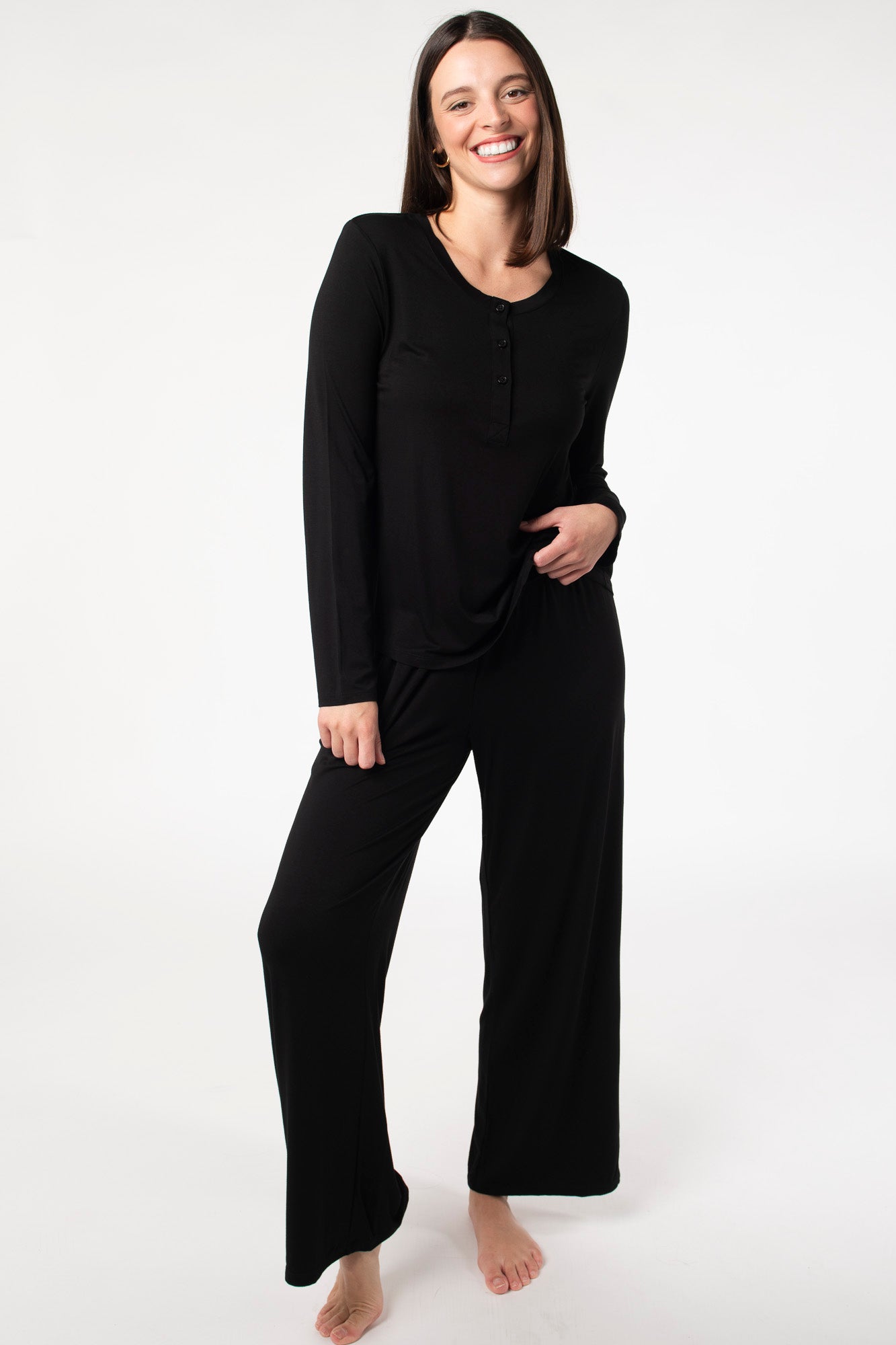 Skyla Bamboo Pajama Set - Black