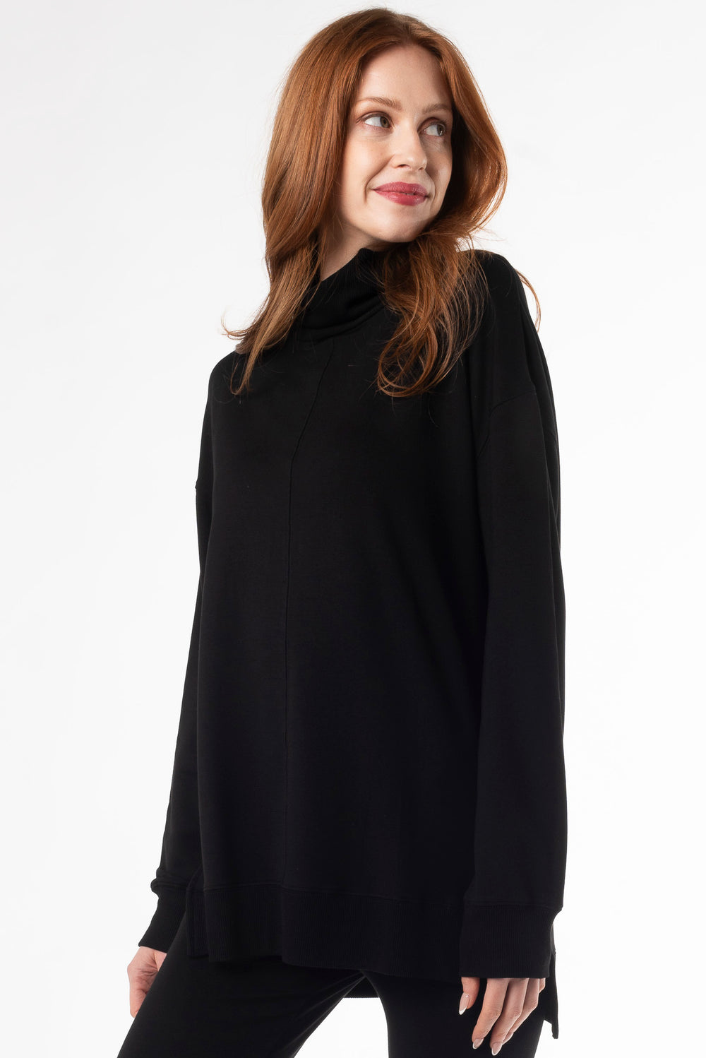 Chic Zia Turtleneck Top by Terrera, featuring sustainable bamboo material.