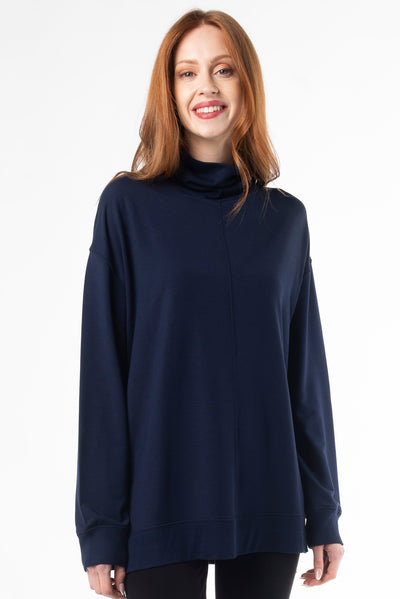 Zia Turtleneck Top by Terrera, made with soft bamboo fabric for a stylish and eco-friendly fall wardrobe staple. 