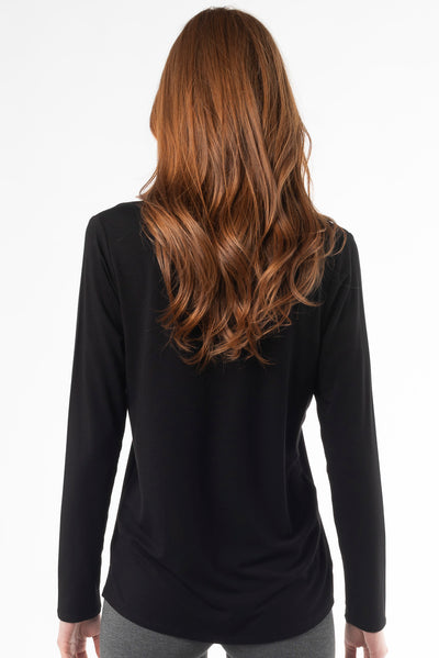 Ellie V-neck Long Sleeve Shirt - Black