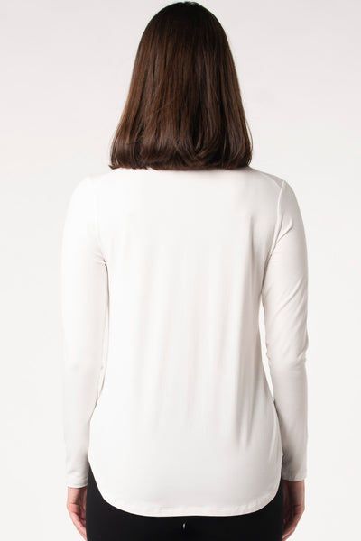 Back view of Terrera’s Georgia Crew Long Sleeve top, combining sleek design with sustainable bamboo fabric for everyday comfort and style.