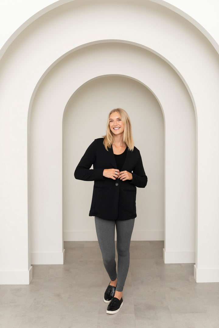 Ophelia Collarless Bamboo Blazer - Black