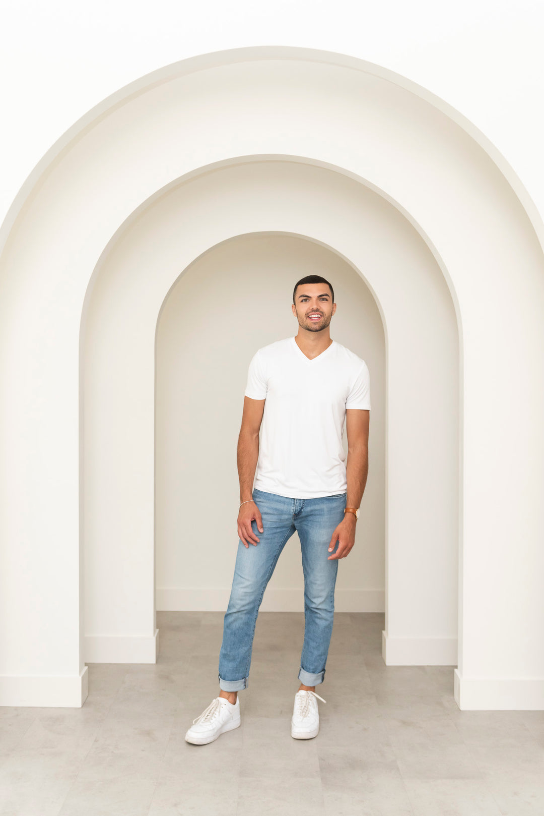 Huron V-Neck Bamboo Tee - White - Terrera