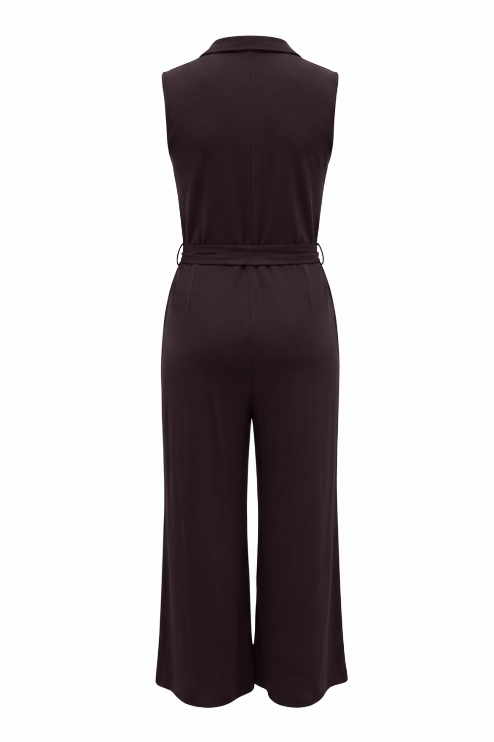 Aria Belted Bamboo Jumpsuit - Dark Chocolate