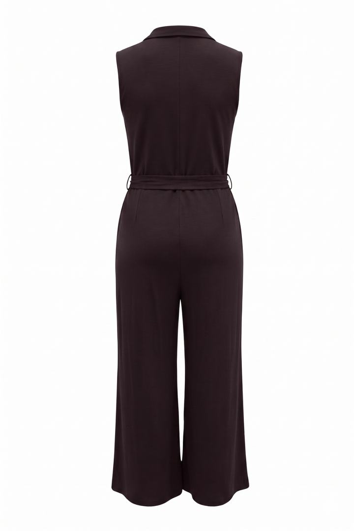 Aria Belted Bamboo Jumpsuit - Dark Chocolate