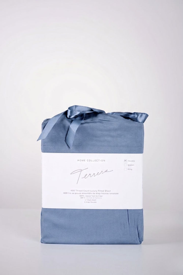 Bamboo Fitted Sheet - Mineral Blue