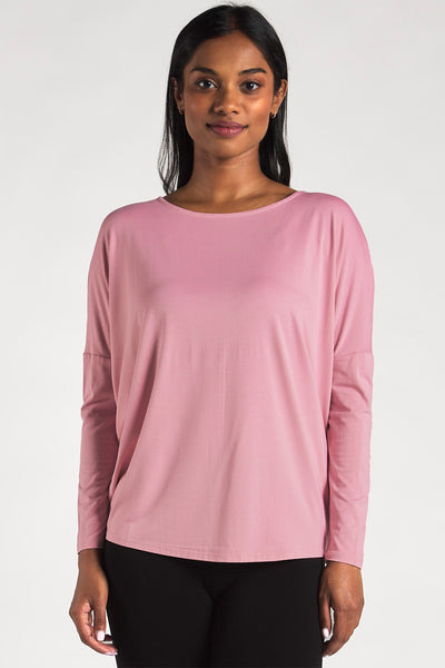 Women’s sustainable bamboo long sleeve top in Pink by Terrera.