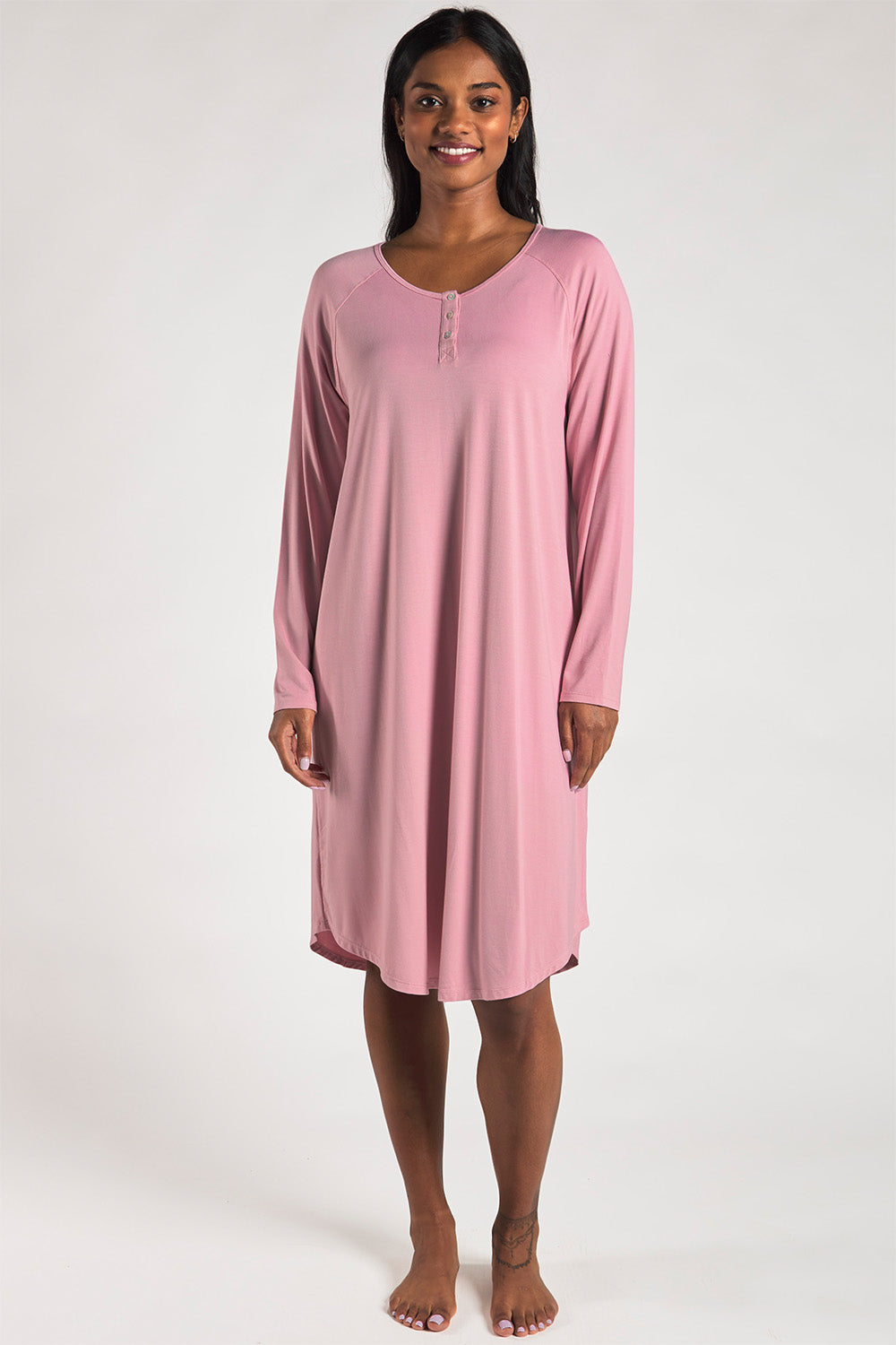 Women's Pink sustainable bamboo sleep dress from Terrera.