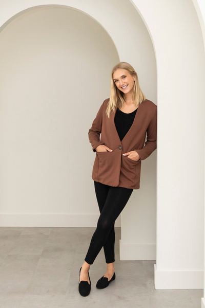 Ophelia Collarless Blazer - Cocoa