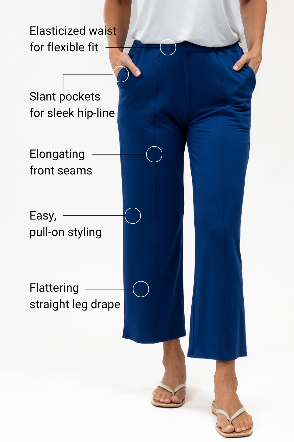 Libby Bamboo Straight Leg Pant - Marina Blue