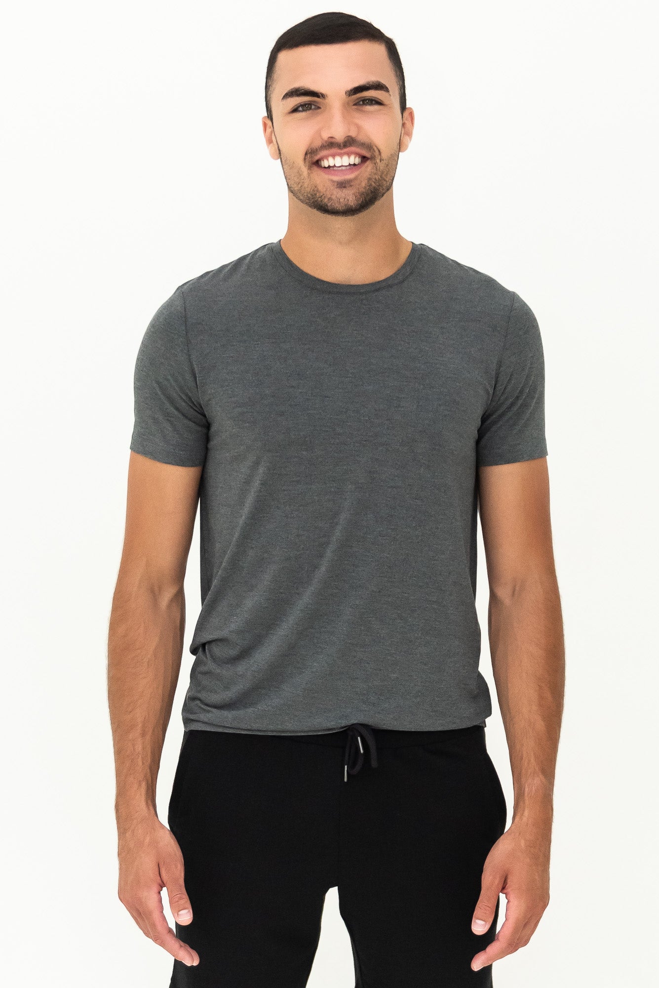 Lawrence Crew Neck Bamboo Tee – Heather Charcoal